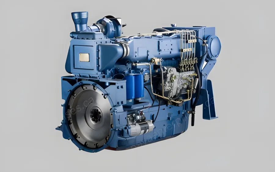 Blue industrial diesel engine