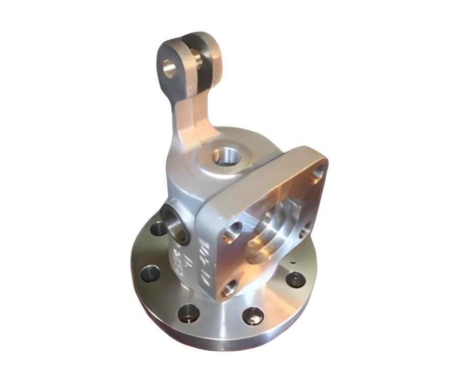 Machined cast housing with a lever arm