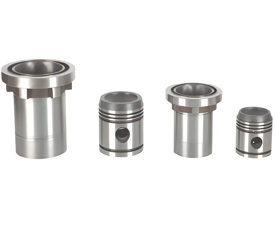 Compressor pistons and liners in four sizes