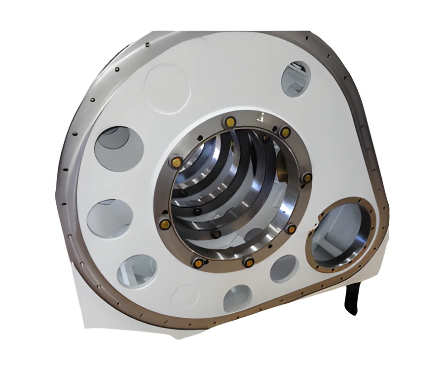 Fabricated end plate with a large machined bore