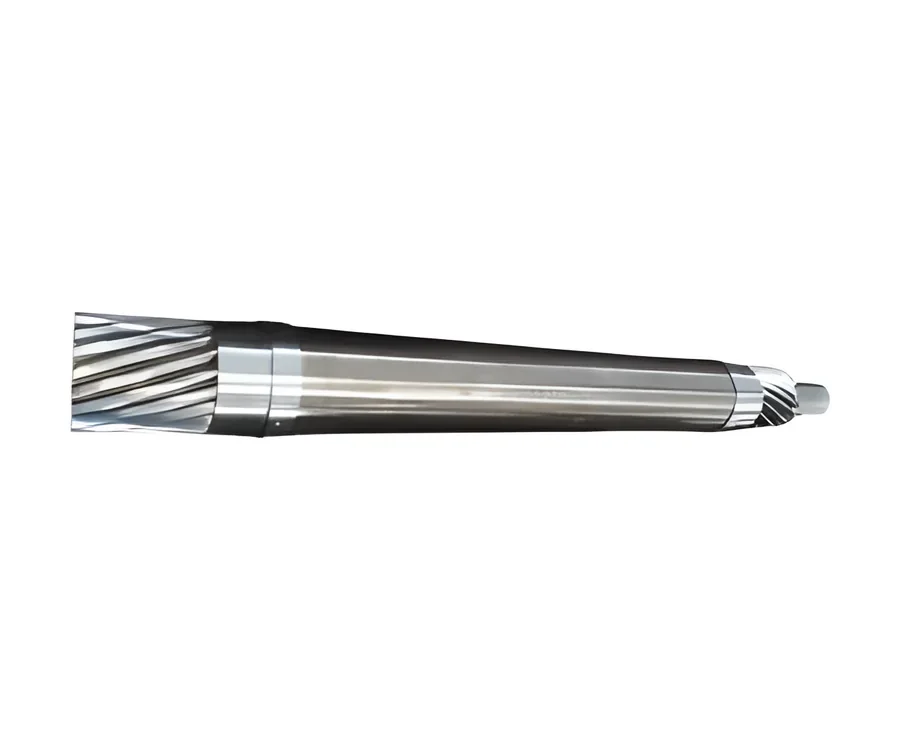 Long pinion shaft with helical teeth at one end