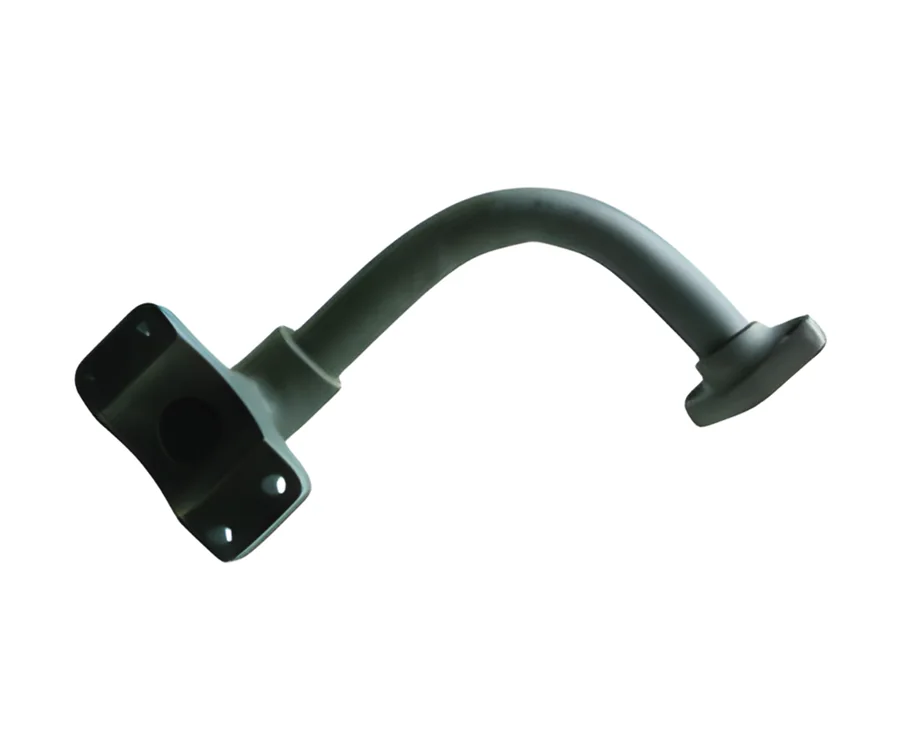 Curved cast pipe with a flanged end