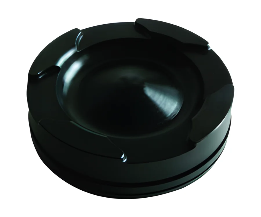 Black piston crown with a shaped bowl